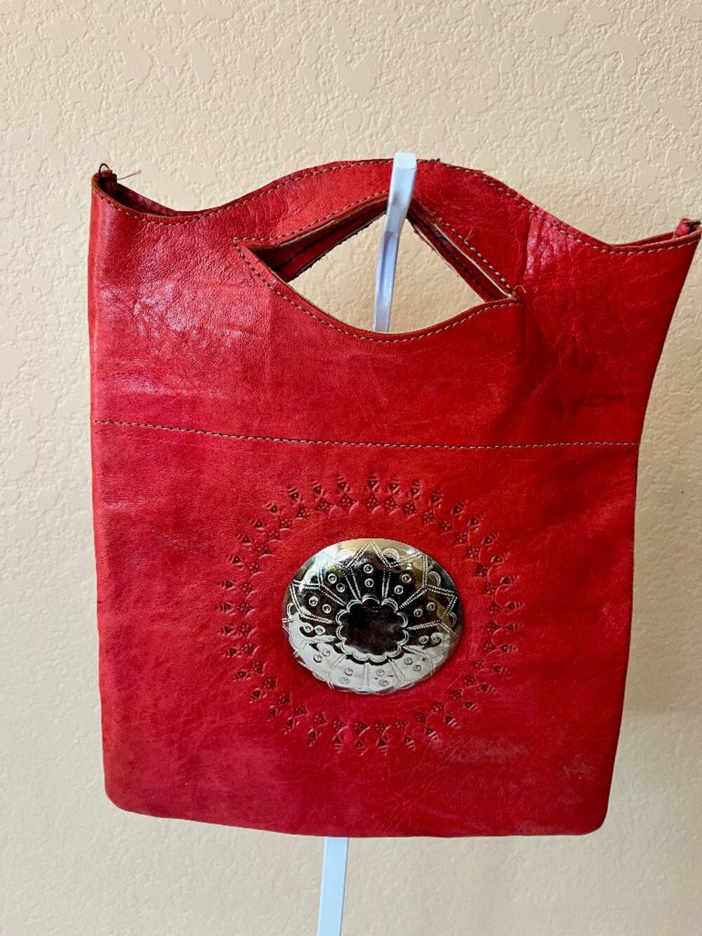 Boho Red Leather Purse